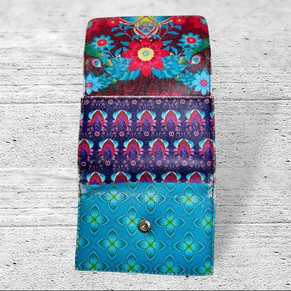 Desigual Wallet Compact Colorful Vibrant Abstract Floral